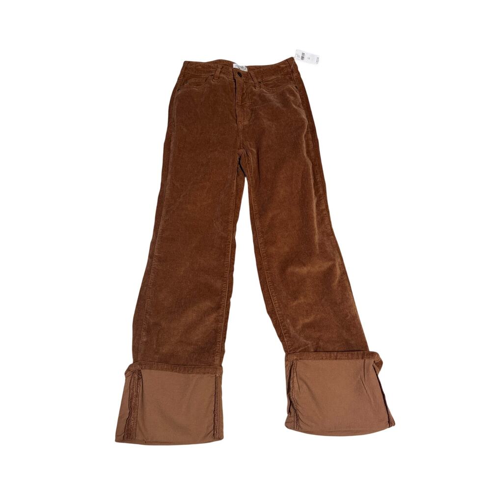 New Pilcro Corduroy Pants Women's 26 Cuffed High-Rise Straight Leg in Brown